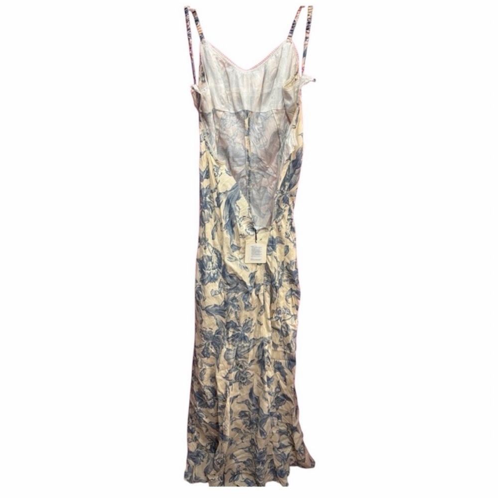 Sandro Joselle Cream and Blue FloralMaxi Dress Women’s XL - Picture 3 of 7